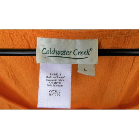 Coldwater Creek L orange sleeveless tank top crinkle fabric poly/rayon - Picture 2 of 3